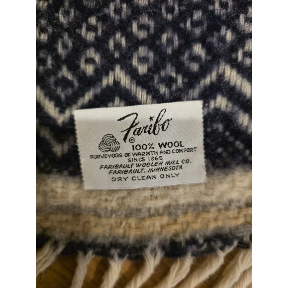 FARIBO THROW LAP BLANKET 100% WOOL BOHO 44